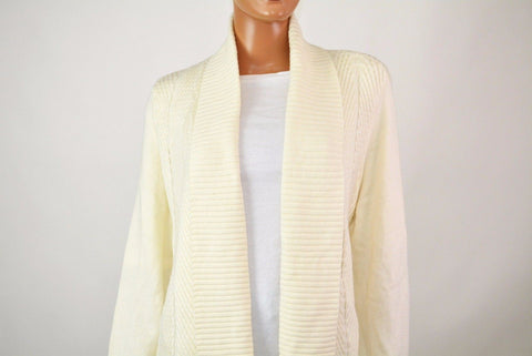 Charter Club Women's Shawl Collar Ivory Open Front Knitted Cardigan Shrug Top XL