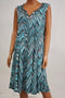 JM Collection Women's Sleeveless Stretch Blue Chevron Embellish A-Line Dress XL