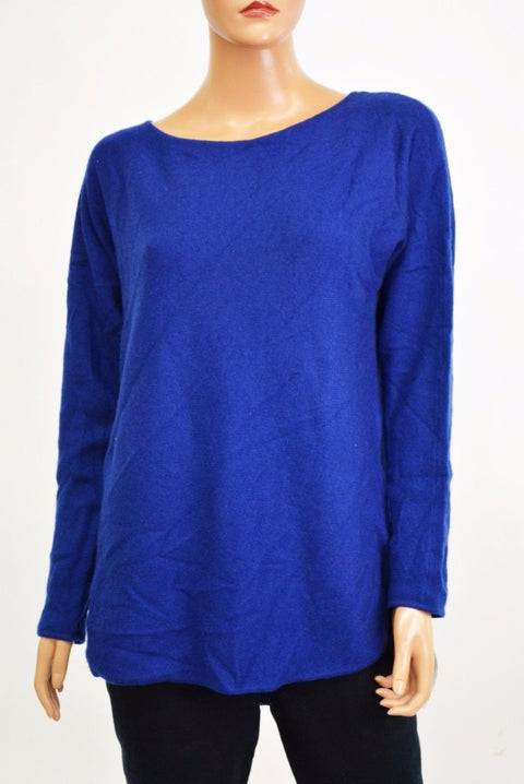 $109 Charter Club Women Boat Neck Long Sleeve Cashmere Blue Luxury Sweater Top M - evorr.com
