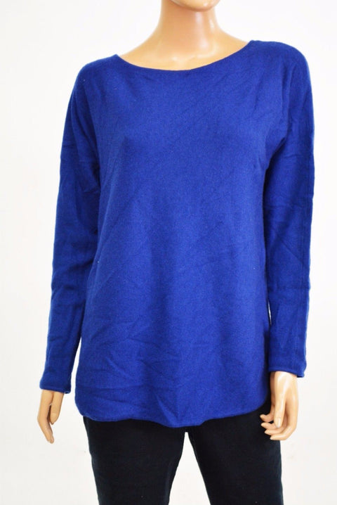 $109 Charter Club Women Boat Neck Long Sleeve Cashmere Blue Luxury Sweater Top M - evorr.com