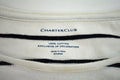 Charter Club Women's Long Sleeve Cotton White Embellish Dog Striped Blouse Top L