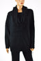 Charter Club Women's Long-Slv Black Fringed Scarf Knit Tunic Sweater Top Plus 1X