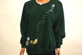 Alfred Dunner Women Long-Sleeve Green Embroidered Puppy Sweatshirt Blouse Top XL