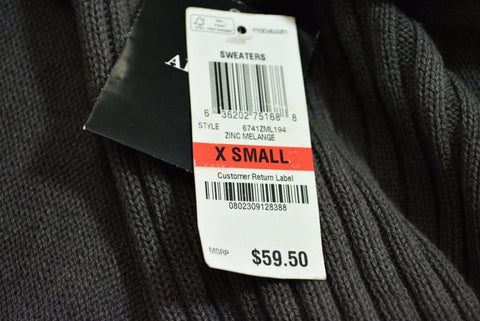 Alfani Women's Shawl Collar Long Sleeves Gray Ribbed Knit Cardigan Shrug Top XS