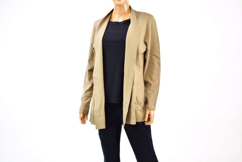 New JM Collection Women's Long-Sleeve Brown Front-Open Knit Cardigan Shrug Top L