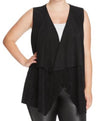Calvin Klein Women's Stretch Black Draped Faux-Suede Knit Cardigan Shrug Plus 2X