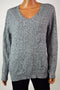 Karen Scott Women Long Sleeve V-Neck Cotton Gray Marl Cable Knit Sweater Top 2XL