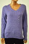 Karen Scott Women's V-Neck Long Slv Cotton Purple Cable-Marl Knit Sweater Top M
