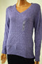 Karen Scott Women's V-Neck Long Slv Cotton Purple Cable-Marl Knit Sweater Top M
