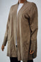 JM Collection Women's Open Front Brown Button Cuff Knit Duster Cardigan Shrug L