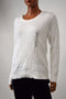 Karen Scott Women's Long-Sleeve White  Crew-Neck Cable-Knit Sweater Top L