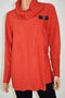 JM Collection Women's Cowl Neck Long Sleeve Buckled Red Knit Tunic Sweater Top S