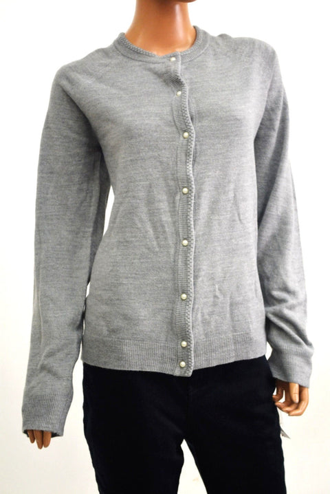 New Karen Scott Womens Long Sleeve Gray Ribbed Button-Down Cardigan Shrug Top XL