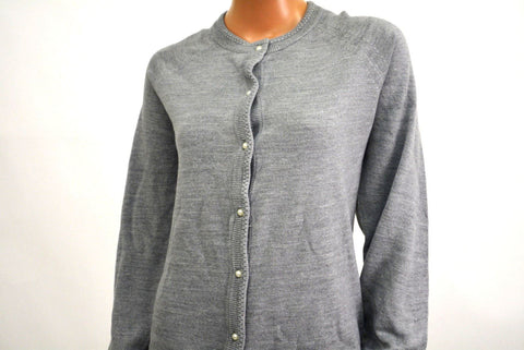 New Karen Scott Womens Long Sleeve Gray Ribbed Button-Down Cardigan Shrug Top XL