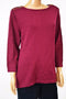 Karen Scott Womens Crew Neck 3/4 Slv Cotton Red Zip Shoulder Knit Sweater Top XL