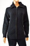 Karen Scott Women's Long Sleeve Black Collar Zip-Front Knit Cardigan Shrug Top M
