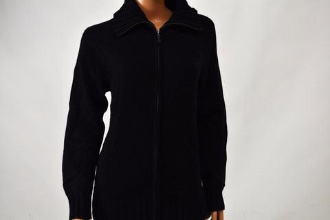 Karen Scott Women's Long Sleeve Black Collar Zip-Front Knit Cardigan Shrug Top M