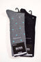 HUGO BOSS Men's Lot of 2 Pair Cotton Black Gray Dotted Crew Dress Socks One Size