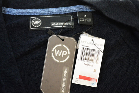 Weatherproof Men's Long-Sleeve Blue Solid V-Neck Button-Front Cardigan Sweater M