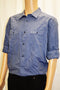 New Calvin Klein Men's Short Sleeve 100% Cotton Blue Denim Striped Dress Shirt L - evorr.com