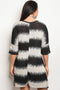 Ladies fashion plus size 3/4 sleeve v-neck tie dye tunic dress - evorr.com