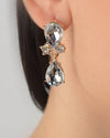 2" Long Clear Double Teardrop Earrings