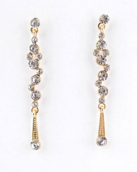 2.5” Rhinestone Decorated Tussled Drop Earrings