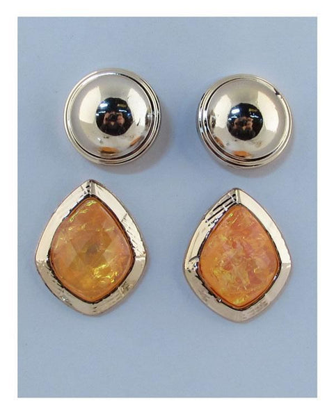 2 PC faux stone earrings