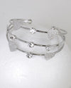 3 Layer Crystal Heart Charm Adjustable Cuff Bracelet