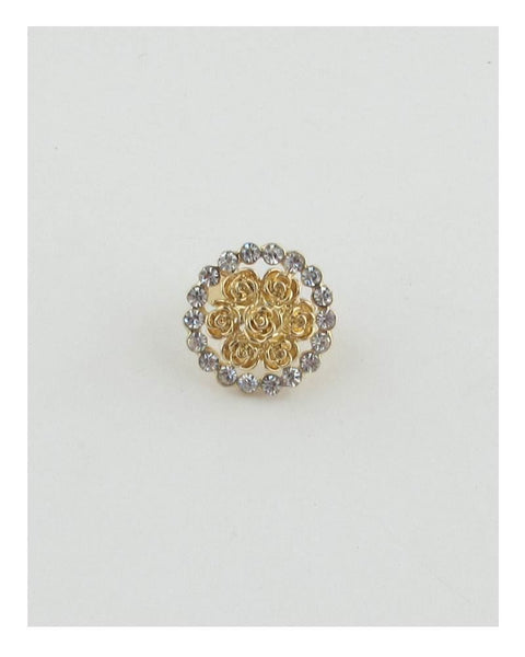 Adjustable round roses and rhinestones ring