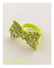 Adjustable multi color rhinestone bow ring