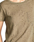 Allover distressing short sleeves tee - evorr.com