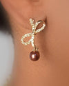 Beaded Crystal Studded Bow Earring - evorr.com