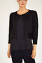 Alfani Women 3/4 SLV Black Faux-Fur-Trim Open-Front Cardigan Bolero Shrug Top S