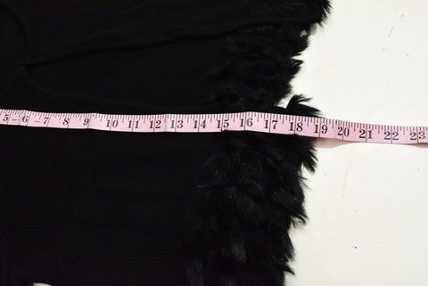 Alfani Women 3/4 SLV Black Faux-Fur-Trim Open-Front Cardigan Bolero Shrug Top S