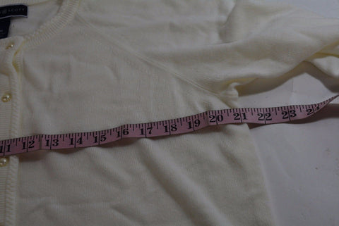 Karen Scott Women's Long Sleeves Luxsoft White Button Front Cardigan Sweater M