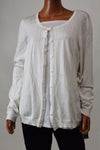 Karen Scott Women's Long-Sleeve White Pointelle Knit Cardigan Sweater Top 2XL