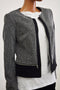 $139 Calvin Klein Women Zip Front Black Contrast Trim Herringbone Jacket Coat 10 - evorr.com
