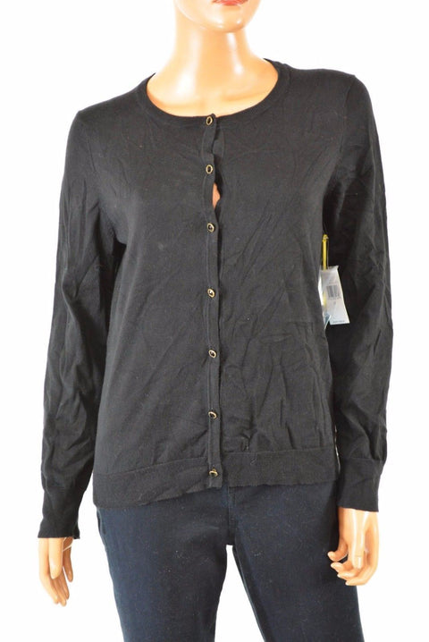 CeCe by Cynthia Steffe Women Button-Down Long Sleev Black Cardigan Sweater Top M