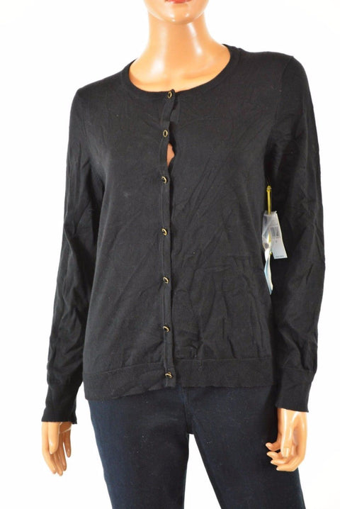 CeCe by Cynthia Steffe Women Button-Down Long Sleev Black Cardigan Sweater Top M