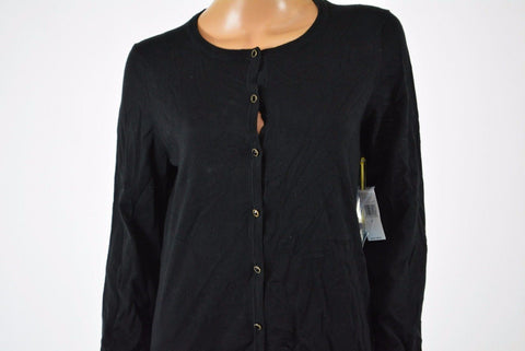CeCe by Cynthia Steffe Women Button-Down Long Sleev Black Cardigan Sweater Top M