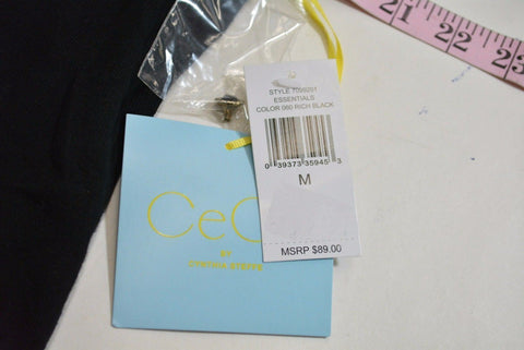 CeCe by Cynthia Steffe Women Button-Down Long Sleev Black Cardigan Sweater Top M