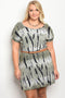 Ladies fashion plus size short sleeve tie dye printed shift dress with a rounded - evorr.com