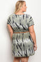 Ladies fashion plus size short sleeve tie dye printed shift dress with a rounded - evorr.com