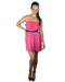 Women's 3D Floral Pattern Tube Neckline Belted Mini Fashion Dress Fuchsia Pink - evorr.com