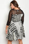 Women's Plus size 3/4 sleeve sweetheart neckline mesh detail dress - evorr.com
