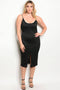 Women's Plus size fitted midi dress with a square neckline and slit - evorr.com