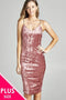 Women's Plus size sleeveless bodycon ice velvet midi dress - evorr.com