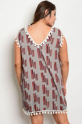 Women's Plus size square neckline short sleeve printed dress - evorr.com
