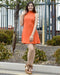 Women's Ribbed Pattern High Neckline Short Dress - evorr.com